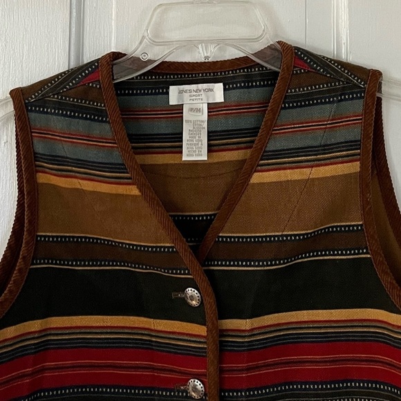 Jones New York Sport VTG Boho Aztec Women’s Souwestern Vest Size MP Blanket - Picture 2 of 10